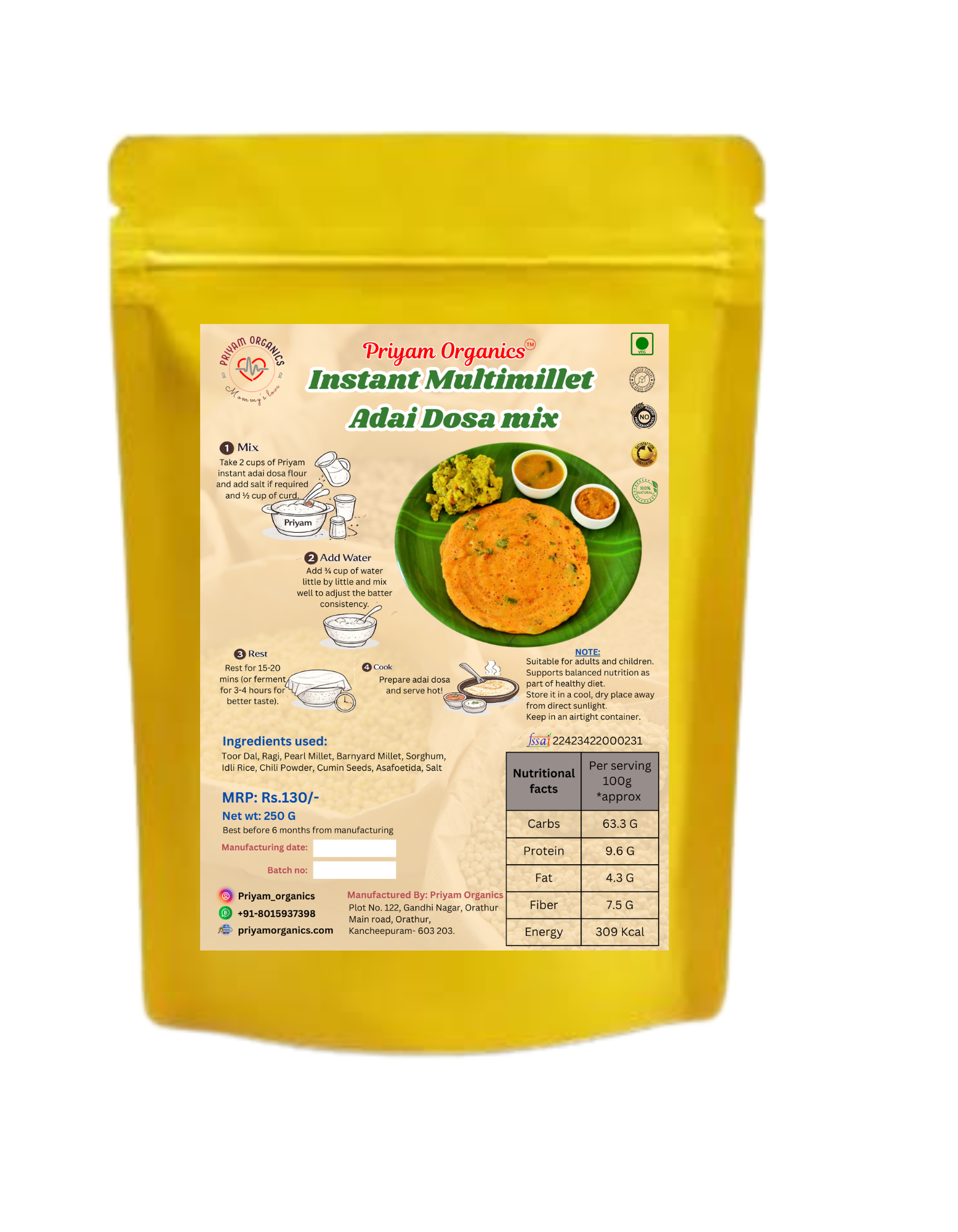 multimillet adai dosa mix 250 g