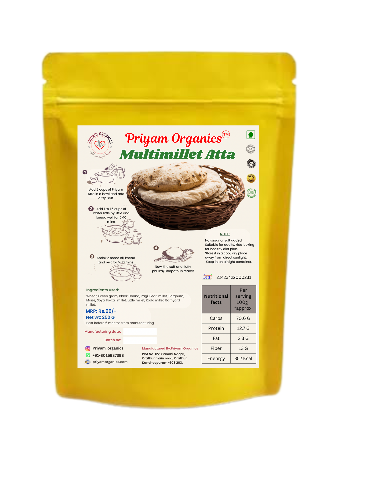 multimillet atta 250 g