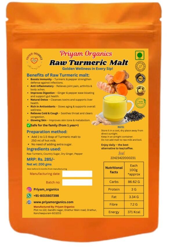 priyam organics raw turmeric malt